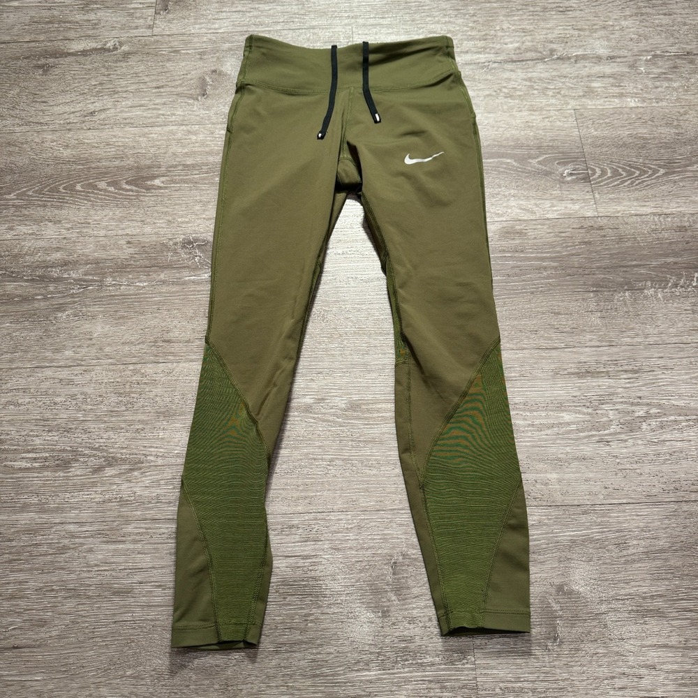 Nike Leggings Womens XS Green Pro Performance Running Yoga Stretch 24x24 Adult